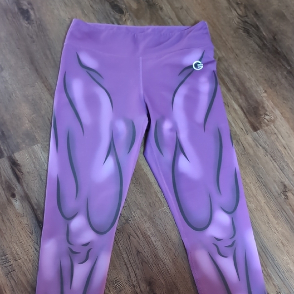 Purple Muscle Print Womens Leggings - Picture 1 of 2